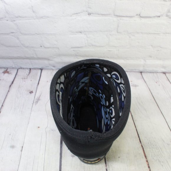 BOGS Plimsoll Black Fabric Rubber Waterproof Tall Winter Rain Boots Size 6 - Picture 7 of 9